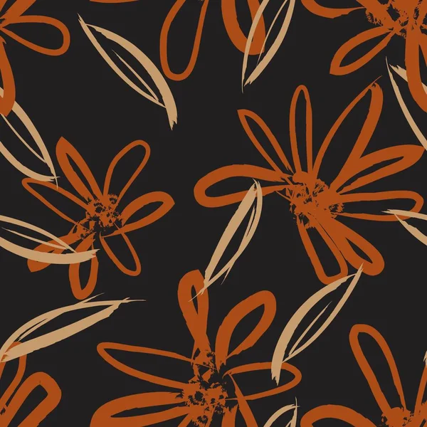 Цветочные Мазки Оранжевого Цвета Бесшовный Фон Шаблона Модных Принтов Графики — стоковый вектор