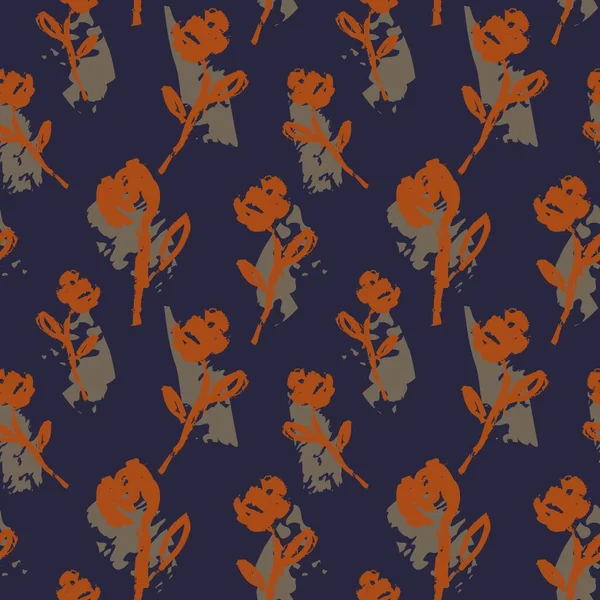 Turuncu çiçekli fırça darbeleri moda baskıları, grafikler, arka planlar ve el sanatları için pürüzsüz desenli arka plan