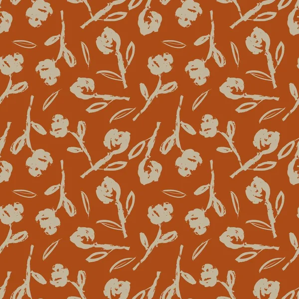 Turuncu çiçekli fırça darbeleri moda baskıları, grafikler, arka planlar ve el sanatları için pürüzsüz desenli arka plan