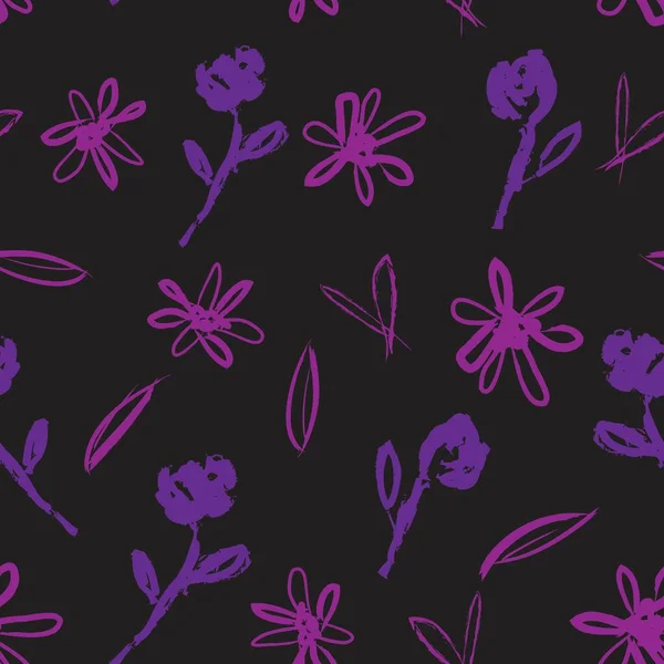 Purple Floral Pinceladas Sin Costuras Patrón Fondo Para Estampados Moda — Vector de stock