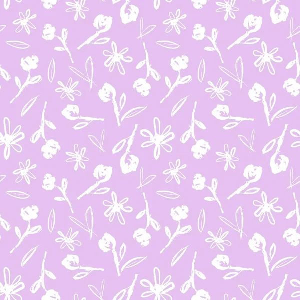 Purple Floral Pinceladas Sin Costuras Patrón Fondo Para Estampados Moda — Vector de stock