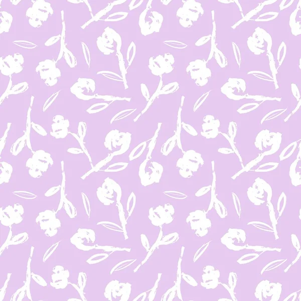 Mor çiçekli fırça darbeleri moda baskıları, grafikler, arka planlar ve el sanatları için pürüzsüz desenli arkaplan