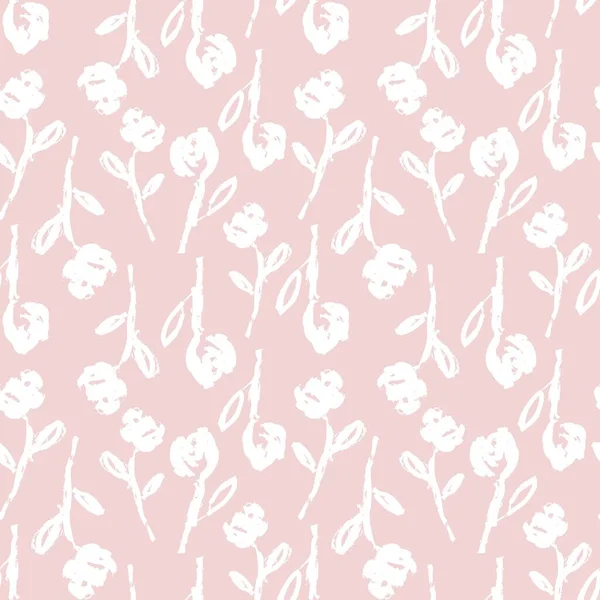 Pembe çiçekli fırça darbeleri moda baskıları, grafikler, arka planlar ve el sanatları için pürüzsüz desenli arka plan