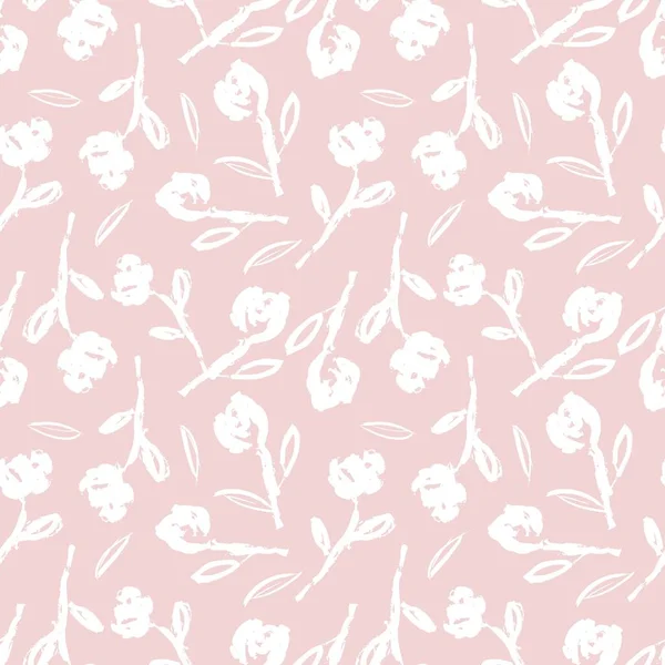 Pembe çiçekli fırça darbeleri moda baskıları, grafikler, arka planlar ve el sanatları için pürüzsüz desenli arka plan