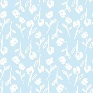 Gökyüzü Mavi Çiçek fırça darbeleri moda baskıları, grafikler, arka planlar ve el sanatları için pürüzsüz desen arkaplanı