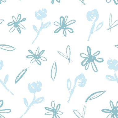 Gökyüzü Mavi Çiçek fırça darbeleri moda baskıları, grafikler, arka planlar ve el sanatları için pürüzsüz desen arkaplanı