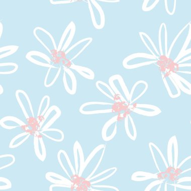 Gökyüzü Mavi Çiçek fırça darbeleri moda baskıları, grafikler, arka planlar ve el sanatları için pürüzsüz desen arkaplanı