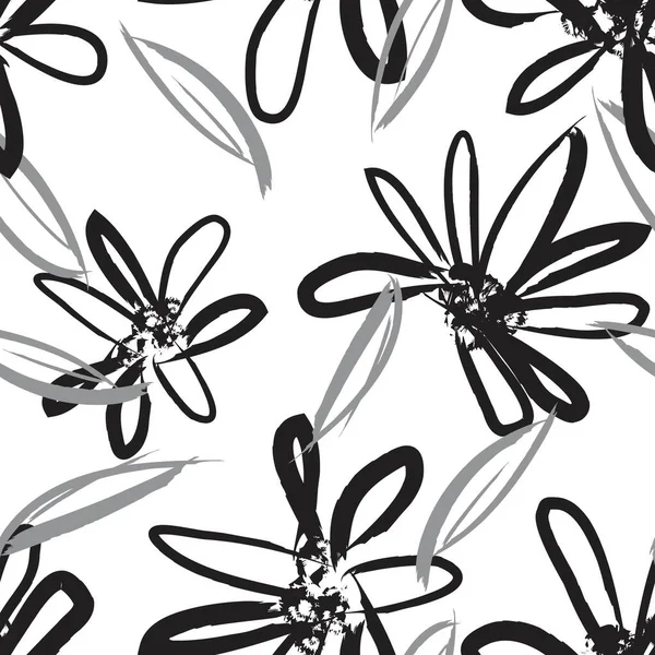 White Floral Pinselstriche Nahtlose Muster Hintergrund Für Modedrucke Grafiken Hintergründe — Stockvektor