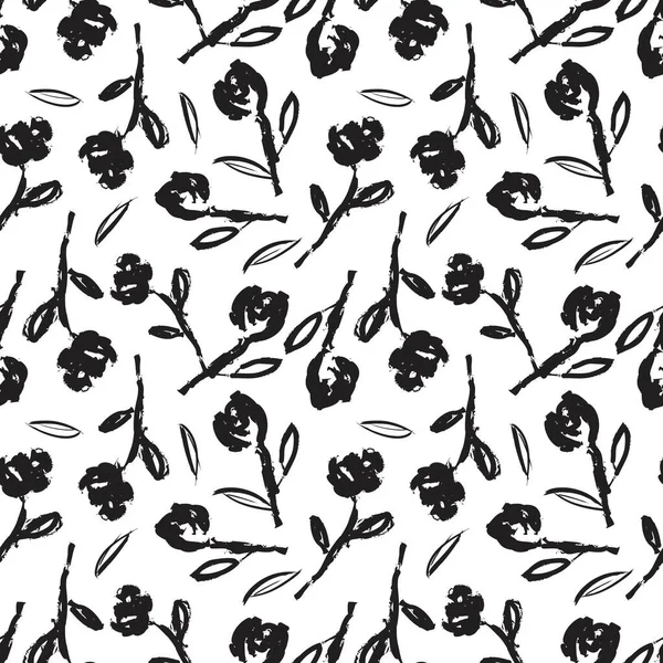 White Floral Pinselstriche Nahtlose Muster Hintergrund Für Modedrucke Grafiken Hintergründe — Stockvektor