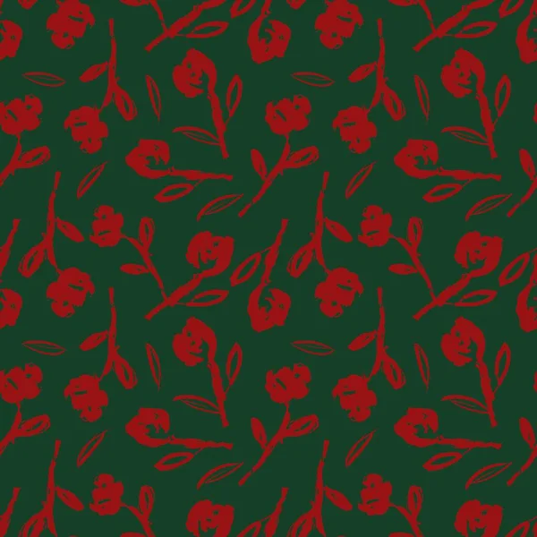 Weihnachten Floral Pinselstriche Nahtlose Muster Hintergrund Für Modedrucke Grafiken Hintergründe — Stockvektor