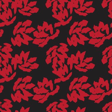 Kırmızı çiçekli fırça darbeleri moda baskıları, grafikler, arka planlar ve el sanatları için pürüzsüz desenli arka plan