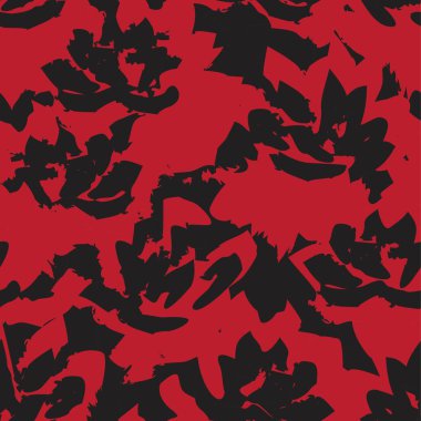 Kırmızı çiçekli fırça darbeleri moda baskıları, grafikler, arka planlar ve el sanatları için pürüzsüz desenli arka plan