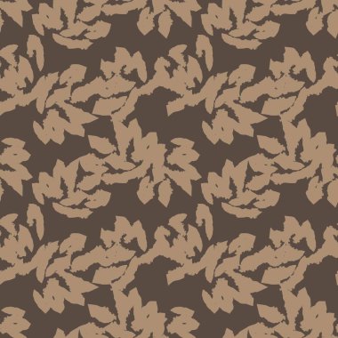 Kahverengi çiçekli fırça darbeleri moda baskıları, grafikler, arka planlar ve el sanatları için pürüzsüz desenli arka plan