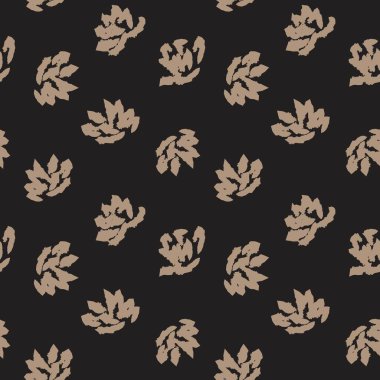 Kahverengi çiçekli fırça darbeleri moda baskıları, grafikler, arka planlar ve el sanatları için pürüzsüz desenli arka plan