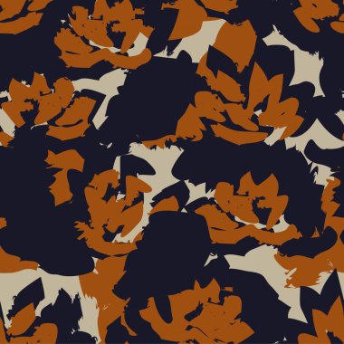 Turuncu çiçekli fırça darbeleri moda baskıları, grafikler, arka planlar ve el sanatları için pürüzsüz desenli arka plan