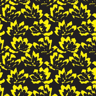 Sarı çiçekli fırça darbeleri moda baskıları, grafikler, arka planlar ve el sanatları için pürüzsüz desenli arkaplan