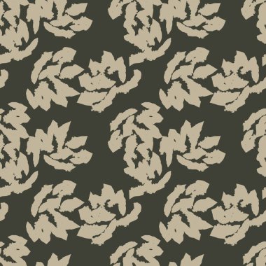 Yeşil çiçekli fırça darbeleri moda baskıları, grafikler, arka planlar ve el sanatları için pürüzsüz desenli arka plan