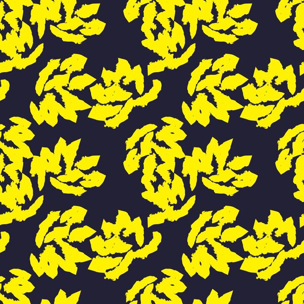 Yellow Floral brush strokes seamless pattern background for fashion prints, graphics, backgrounds and crafts