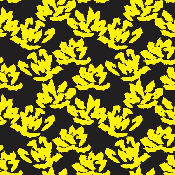 Yellow Floral brush strokes seamless pattern background for fashion prints, graphics, backgrounds and crafts