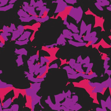 Mor çiçekli fırça darbeleri moda baskıları, grafikler, arka planlar ve el sanatları için pürüzsüz desenli arkaplan