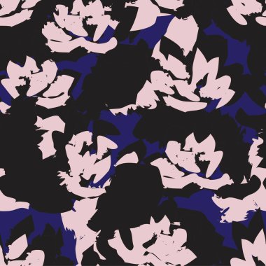 Pembe ve Donanma çiçek fırçası darbeleri moda baskıları, grafikler, arka planlar ve el sanatları için kusursuz desenli arka plan