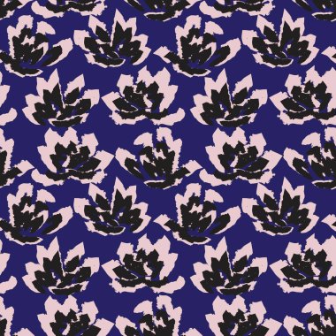 Pembe ve Donanma çiçek fırçası darbeleri moda baskıları, grafikler, arka planlar ve el sanatları için kusursuz desenli arka plan