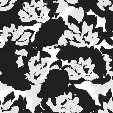 Beyaz çiçekli fırça darbeleri moda baskıları, grafikler, arka planlar ve el sanatları için pürüzsüz desenli arka plan