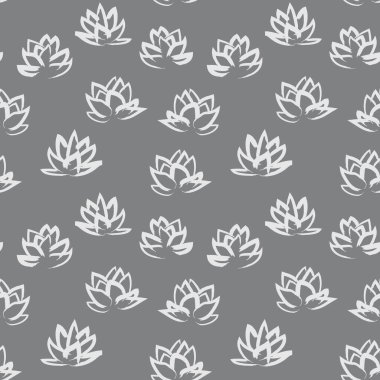 Gri çiçekli fırça darbeleri moda baskıları, grafikler, arka planlar ve el sanatları için pürüzsüz desenli arka plan