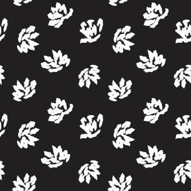 Siyah ve Beyaz Çiçek fırça darbeleri moda baskıları, grafikler, arka planlar ve el sanatları için pürüzsüz desenli arka plan