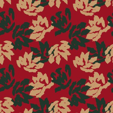 Noel çiçekli fırça darbeleri moda baskıları, grafikler, arka planlar ve el sanatları için pürüzsüz desenli arka plan