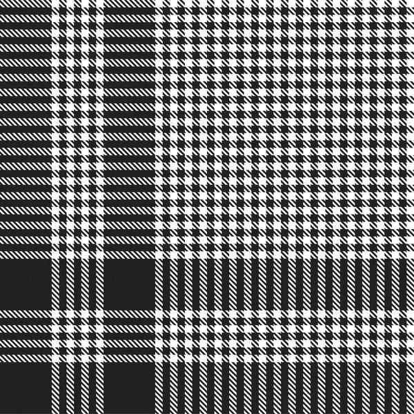 Black White Glen Plaid Textured Pattern Suitable Fashion Textiles Graphics — стоковый вектор