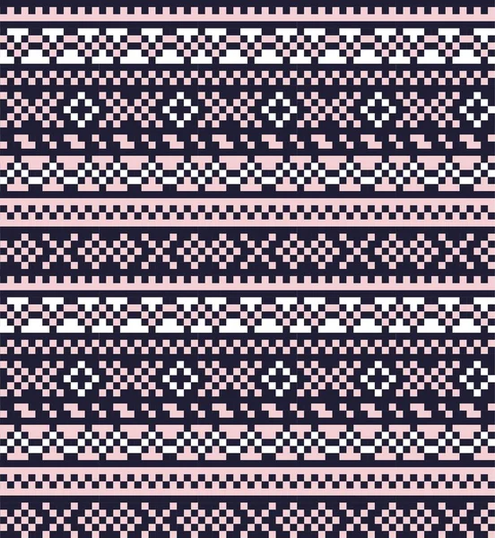 Rózsaszín Navy Karácsonyi Vásár Szigetmintás Háttér Divat Textil Kötött Grafika — Stock Vector