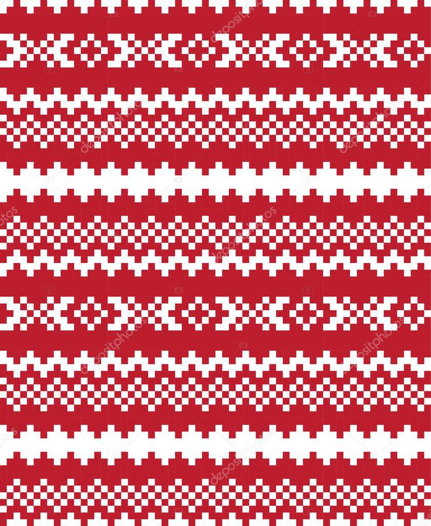 Red Christmas fair isle pattern background for fashion textiles, knitwear and graphics