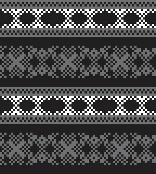ファッション繊維 ニットウェア グラフィックのための黒と白のクリスマスフェア島のパターンの背景 — ストックベクタ