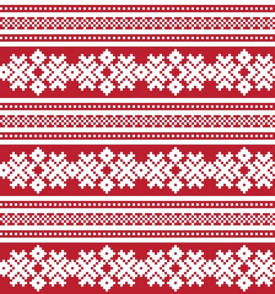 Red Christmas Fair Isle Pattern Background Fashion Textiles Knitwear Graphics — Stock Vector