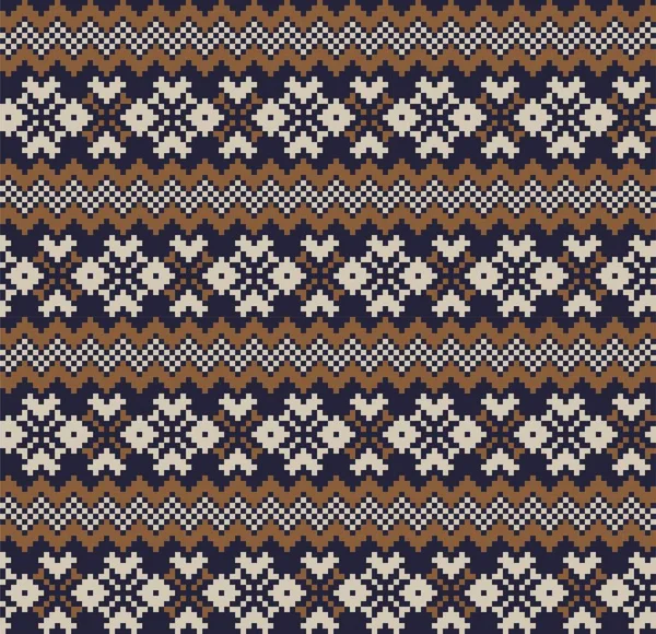 Brown Christmas Fair Isle Patterial Background Fashion Textiles Knitwear Graphics — 스톡 벡터