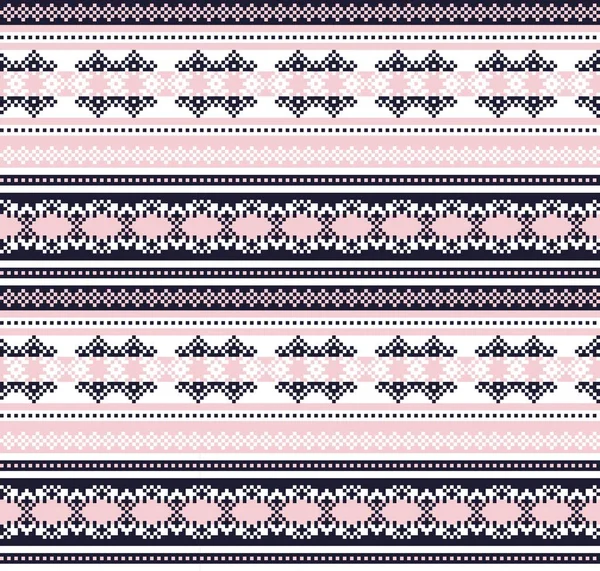 Pink Navy Christmas Fair Isle Mönster Bakgrund För Mode Textilier — Stock vektor