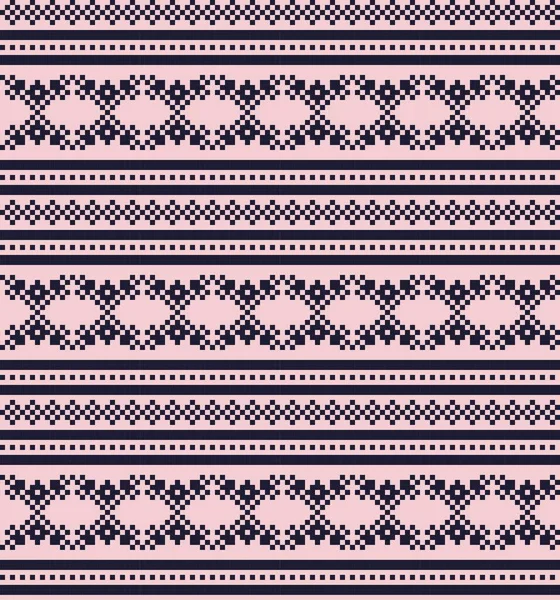 Pink Navy Christmas Fair Isle Mönster Bakgrund För Mode Textilier — Stock vektor