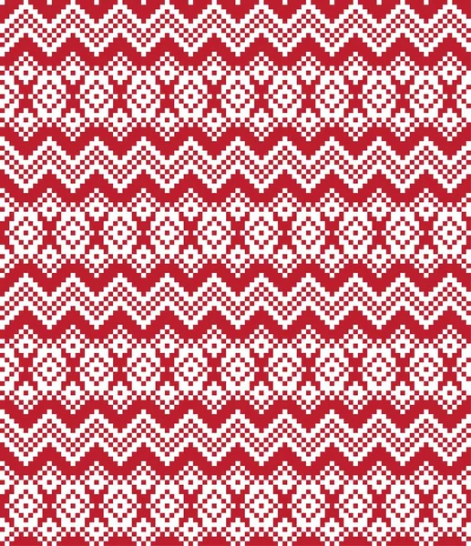 Rosso Natale Fiera Isle Modello Sfondo Tessuti Moda Maglieria Grafica — Vettoriale Stock