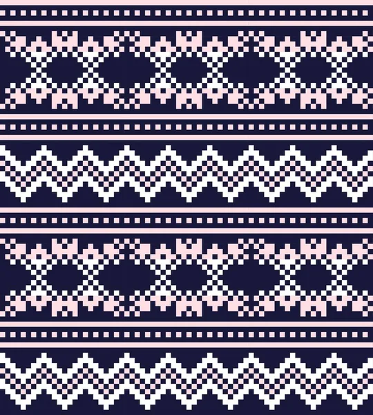 Pink Navy Christmas Fair Isle Pattern Background Fashion Textiles Knitwear — Stock Vector