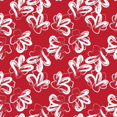 Kırmızı çiçekli fırça darbeleri moda baskıları, grafikler, arka planlar ve el sanatları için pürüzsüz desenli arka plan