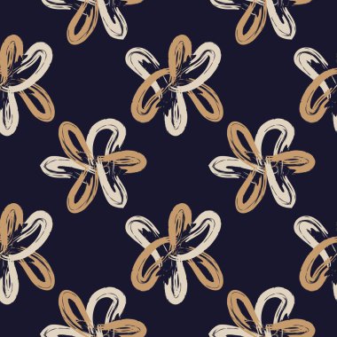 Kahverengi çiçekli fırça darbeleri moda baskıları, grafikler, arka planlar ve el sanatları için pürüzsüz desenli arka plan