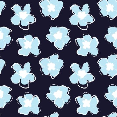 Gökyüzü Mavi Çiçek fırça darbeleri moda baskıları, grafikler, arka planlar ve el sanatları için pürüzsüz desen arkaplanı