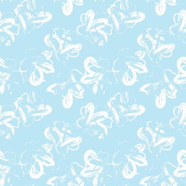 Gökyüzü Mavi Çiçek fırça darbeleri moda baskıları, grafikler, arka planlar ve el sanatları için pürüzsüz desen arkaplanı