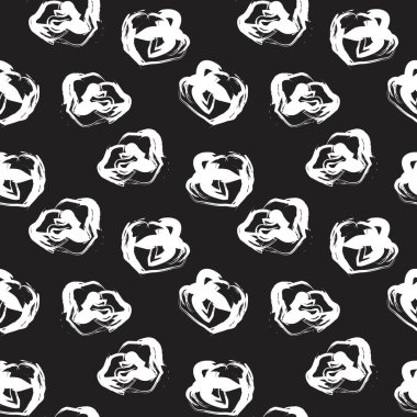 Siyah ve Beyaz Çiçek fırça darbeleri moda baskıları, grafikler, arka planlar ve el sanatları için pürüzsüz desenli arka plan