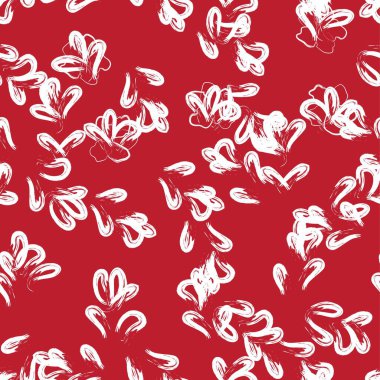 Kırmızı çiçekli fırça darbeleri moda baskıları, grafikler, arka planlar ve el sanatları için pürüzsüz desenli arka plan