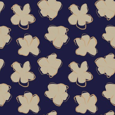 Kahverengi çiçekli fırça darbeleri moda baskıları, grafikler, arka planlar ve el sanatları için pürüzsüz desenli arka plan