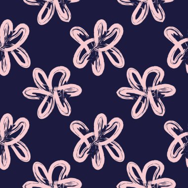Pembe ve Donanma çiçek fırçası darbeleri moda baskıları, grafikler, arka planlar ve el sanatları için kusursuz desenli arka plan