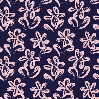 Pembe ve Donanma çiçek fırçası darbeleri moda baskıları, grafikler, arka planlar ve el sanatları için kusursuz desenli arka plan