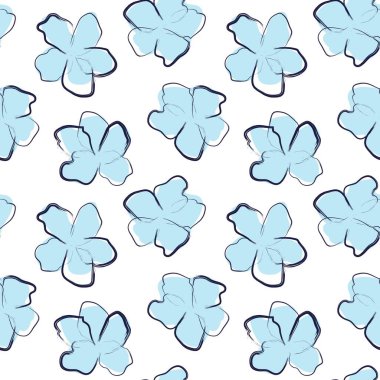 Gökyüzü Mavi Çiçek fırça darbeleri moda baskıları, grafikler, arka planlar ve el sanatları için pürüzsüz desen arkaplanı